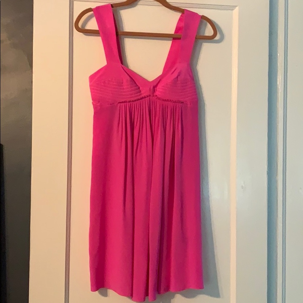 Black Halo pink silk dress